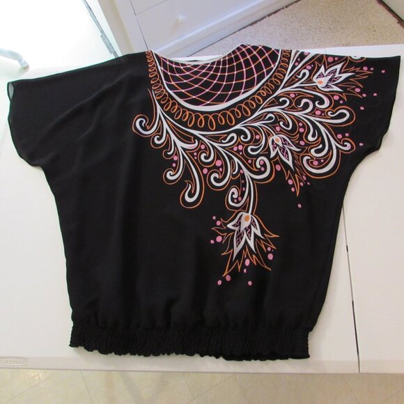 Bob Mackie Wearable Art Lined Abstract Floral Blouse Small - Picture 13 of 16